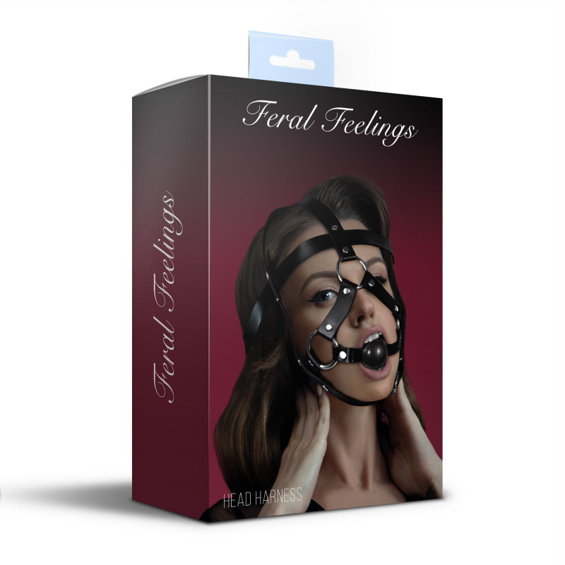 Маска-сбруя с кляпом Feral Feelings Head Harness, кожа Маска-сбруя с кляпом Feral Feelings Head Harness, кожа