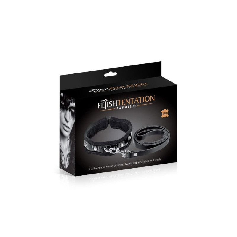 Повідець Fetish Tentation Premium Patent leather chocker and leash Повідець Fetish Tentation Premium Patent leather chocker and leash