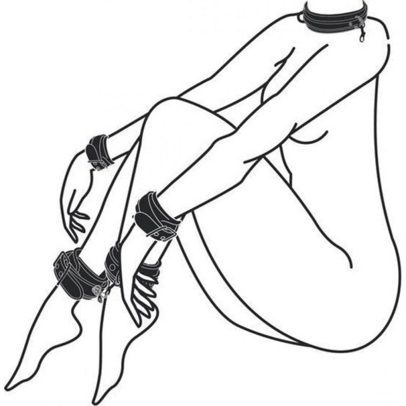 БДСМ набір фіксаторів EasyToys, штучна шкіра, чорні БДСМ набір фіксаторів EasyToys, штучна шкіра, чорні