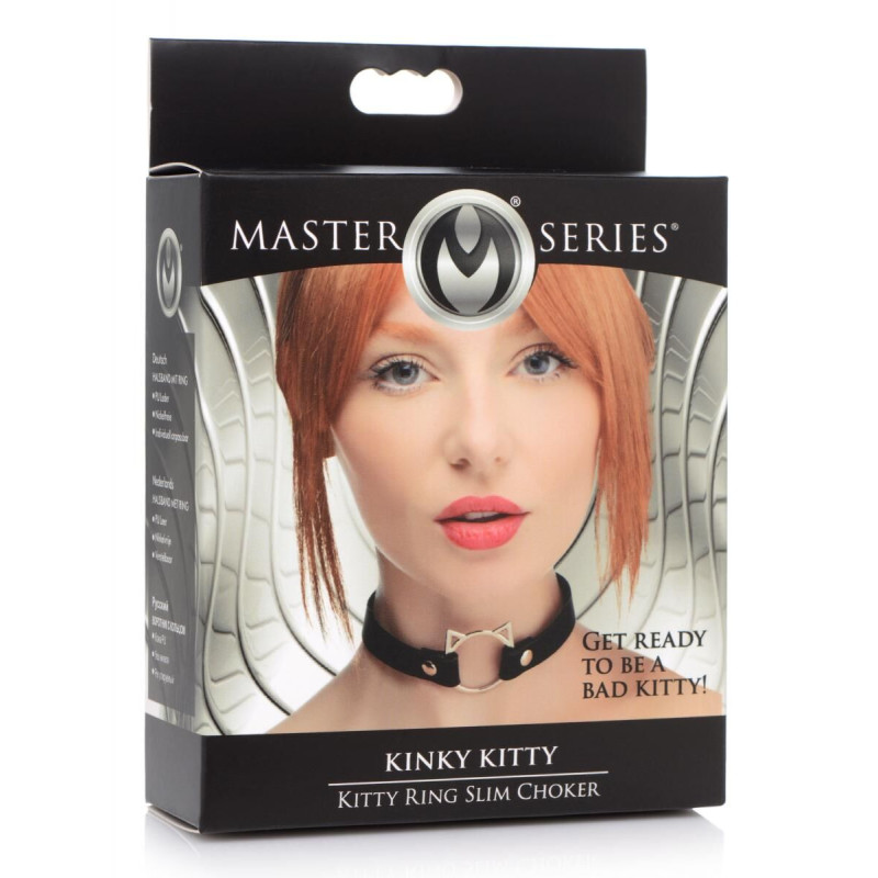 Чокер Master Series Kinky Kitty Ring Slim Choker - Black Чокер Master Series Kinky Kitty Ring Slim Choker - Black