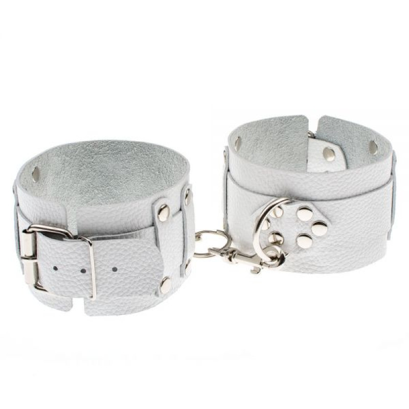 Окови sLash Leather Dominant Leg Cuffs Білі Окови sLash Leather Dominant Leg Cuffs Білі