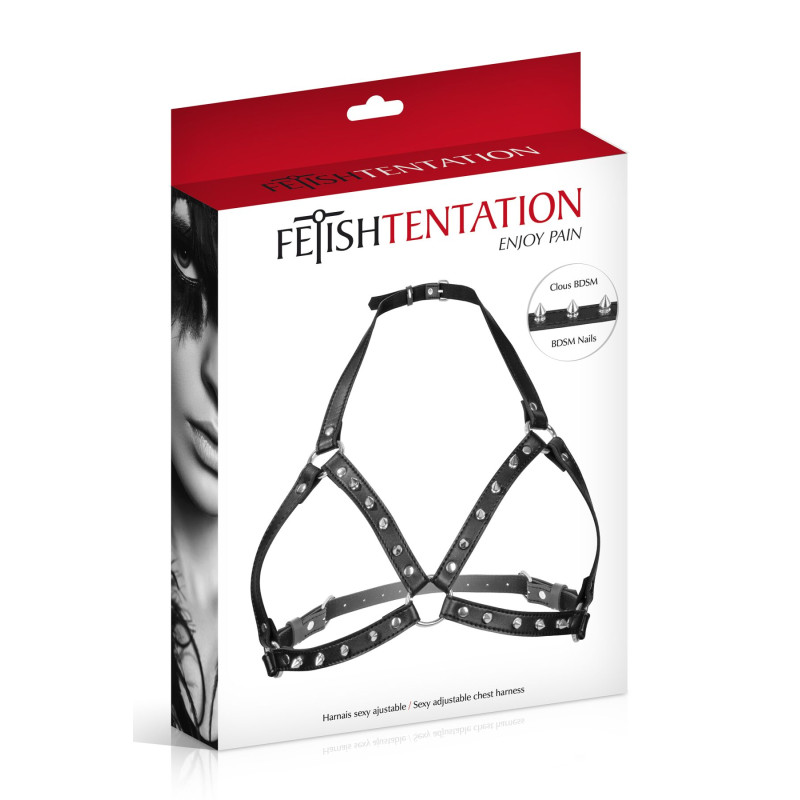 Портупея с металлическими шипами Fetish Tentation Sexy Adjustable Chest Harness Портупея с металлическими шипами Fetish Tentation Sexy Adjustable Chest Harness