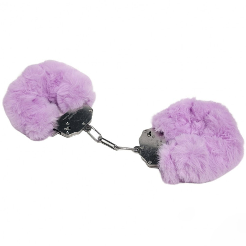 Наручники DS Fetish Plush handcuffs, метал з хутром, фіолетові Наручники DS Fetish Plush handcuffs, метал з хутром, фіолетові