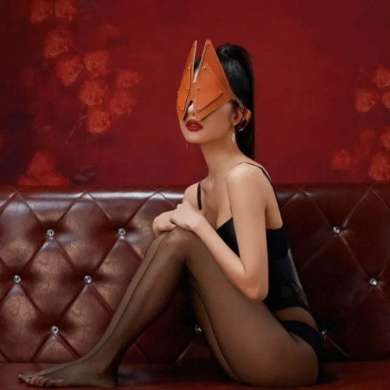 Маска Лисички Lockink з передньою частиною, що відстібається, натуральна шкіра, коричнева, One Size Маска Лисички Lockink з передньою частиною, що відстібається, натуральна шкіра, коричнева, One Size