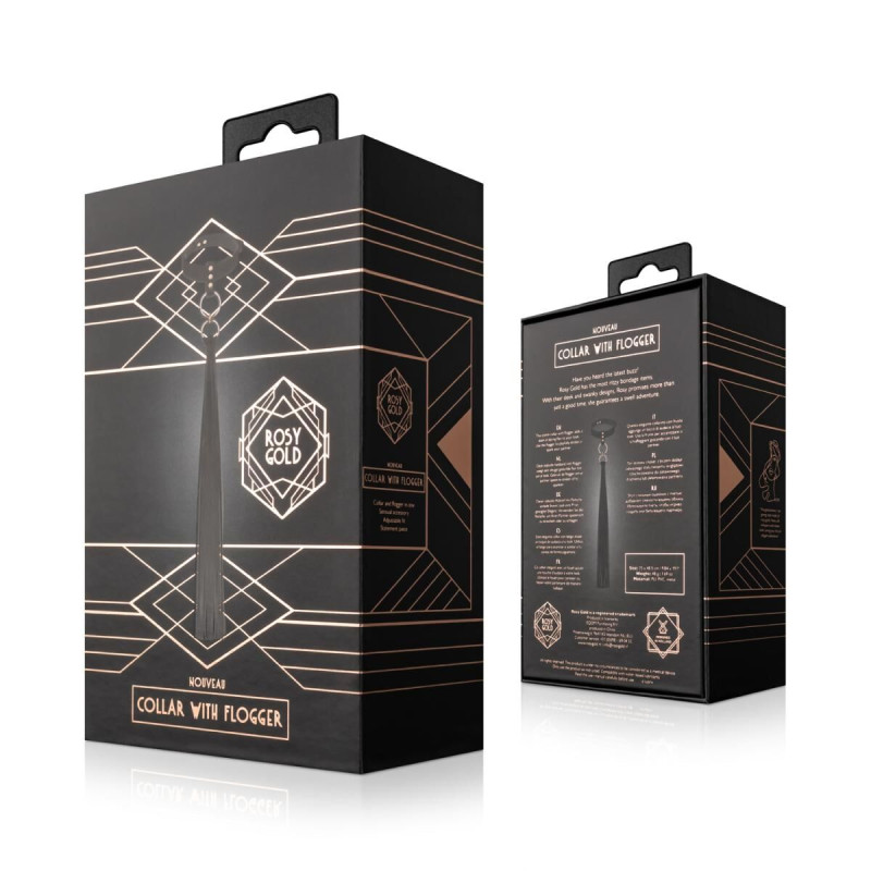 Ошейник с флоггером Rosy Gold - Collar with Flogger - Black Ошейник с флоггером Rosy Gold - Collar with Flogger - Black