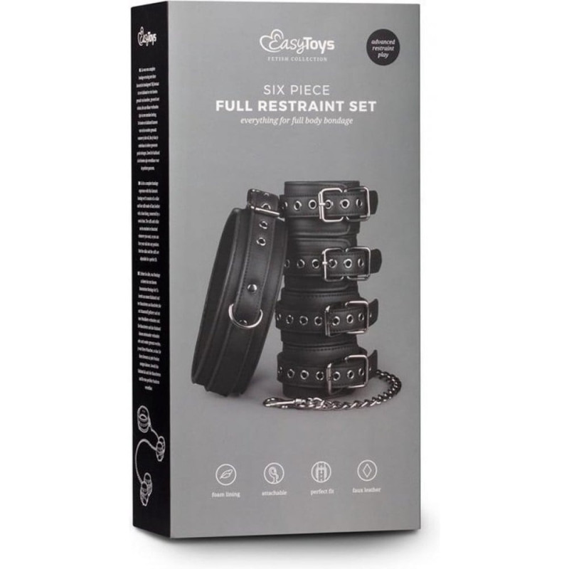 БДСМ набір фіксаторів EasyToys, штучна шкіра, чорні БДСМ набір фіксаторів EasyToys, штучна шкіра, чорні
