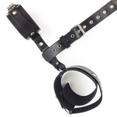 Фиксаторы для шеи и рук Art of Sex Bondage Set из натуральной кожи Черные