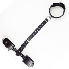 Фиксаторы для шеи и рук Art of Sex Bondage Set из натуральной кожи Черные