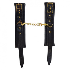 Наручники из экокожи DS Fetish, черные, золотистая фурнитура