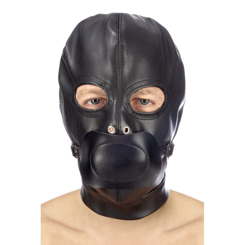Капюшон с кляпом для БДСМ Fetish Tentation BDSM hood in leatherette with removable gag Капюшон с кляпом для БДСМ Fetish Tentation BDSM hood in leatherette with removable gag
