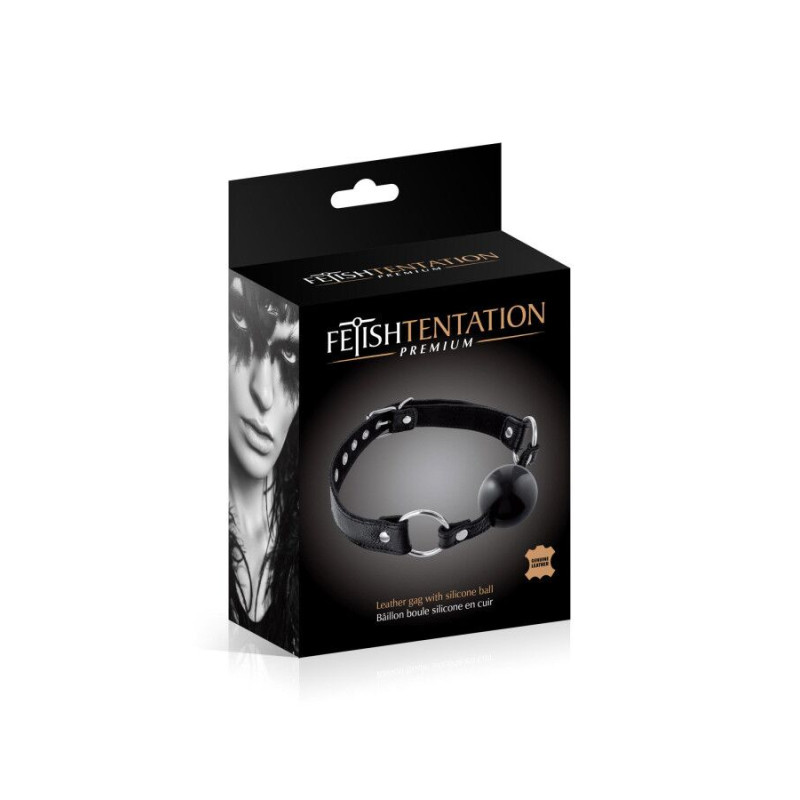 Кляп Fetish Tentation Premium Leather gag with silicone ball Black Кляп Fetish Tentation Premium Leather gag with silicone ball Black