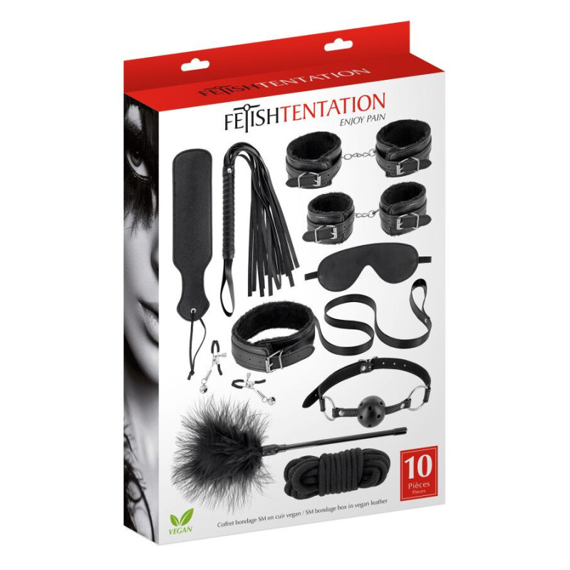 Набор для BDSM Fetish Tentation SM Bondage Box in vegan leather 10pcs Набор для BDSM Fetish Tentation SM Bondage Box in vegan leather 10pcs