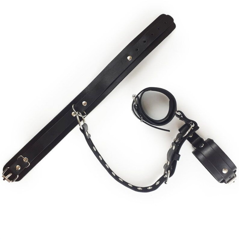 Фиксаторы для шеи и рук Art of Sex Bondage Set из натуральной кожи Черные Фиксаторы для шеи и рук Art of Sex Bondage Set из натуральной кожи Черные
