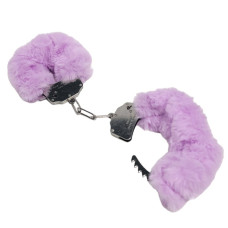 Наручники DS Fetish Plush handcuffs, металл с мехом, фиолетовые