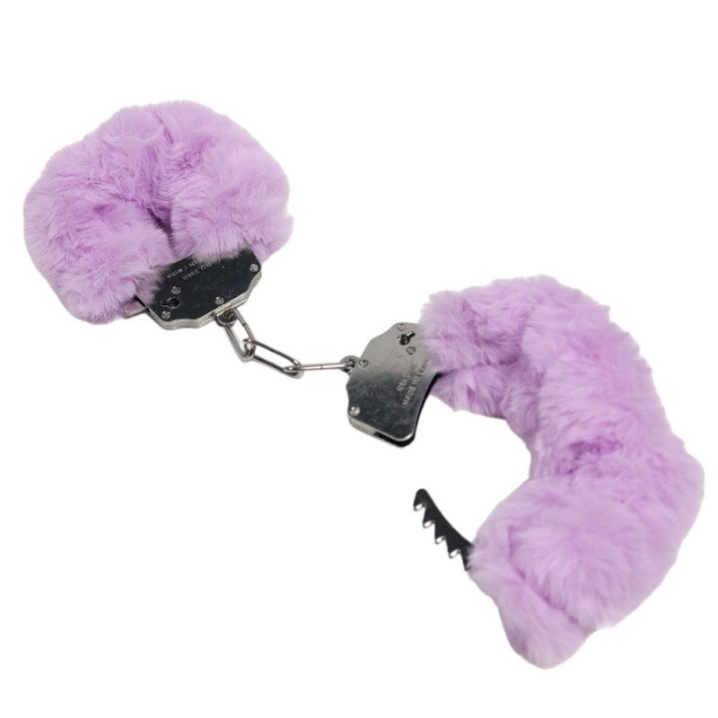 Наручники DS Fetish Plush handcuffs, метал з хутром, фіолетові Наручники DS Fetish Plush handcuffs, метал з хутром, фіолетові