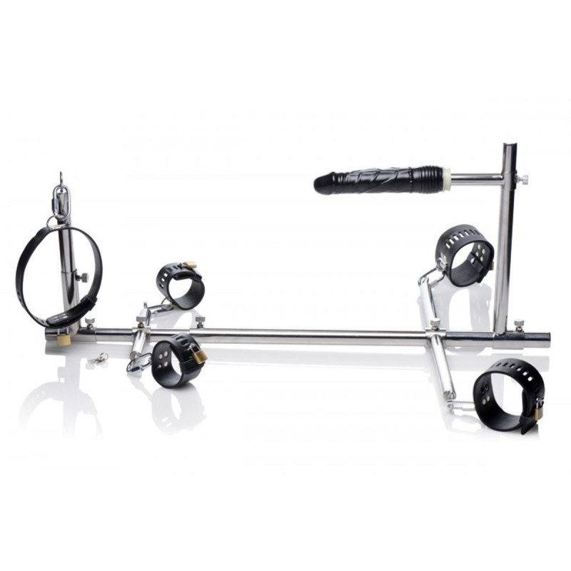 Конструкція для фіксації з фалоімітатором Master Series Imprisoned Metal Stockade with Dildo Конструкція для фіксації з фалоімітатором Master Series Imprisoned Metal Stockade with Dildo