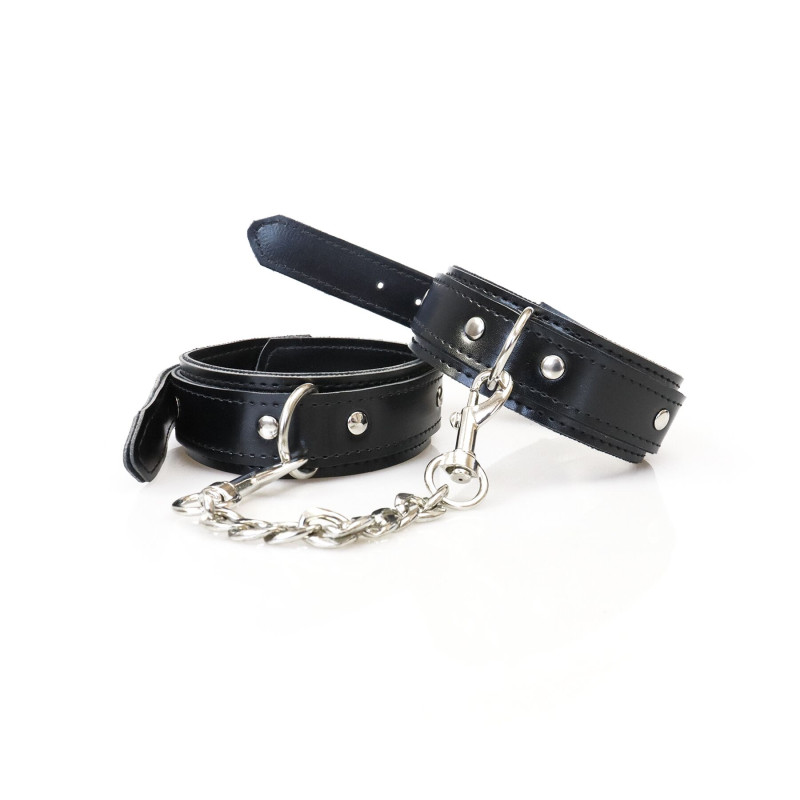 Набор BDSM Art of Sex - Emoji, наручники и поножи, экокожа, черный Набор BDSM Art of Sex - Emoji, наручники и поножи, экокожа, черный