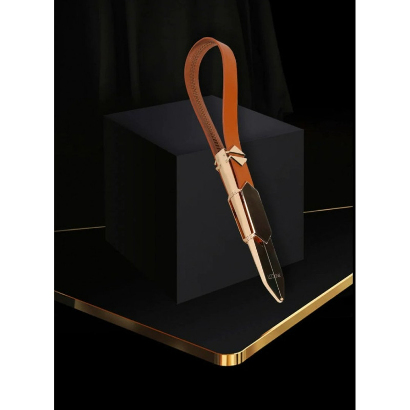 Ремінь з регульованою довжиною Lockink, натуральна шкіра та метал, коричневий Ремінь з регульованою довжиною Lockink, натуральна шкіра та метал, коричневий