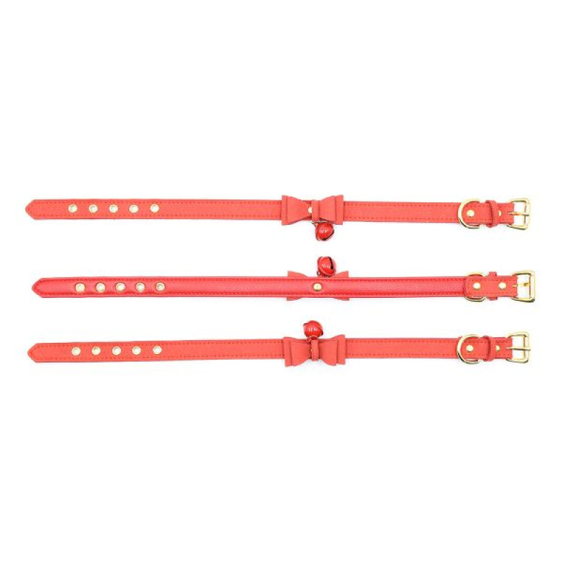 Нашийник замшевий Loveshop Bow and Bell червоний Нашийник замшевий Loveshop Bow and Bell червоний