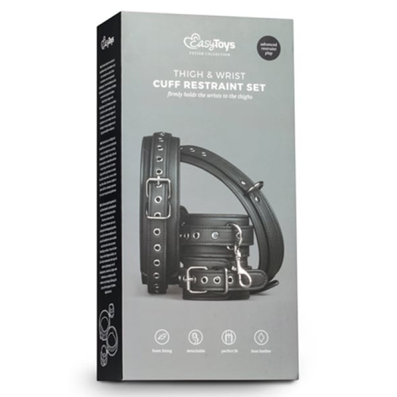 Бондажний набір для зап'ястків та стегон EasyToys, штучна шкіра Бондажний набір для зап'ястків та стегон EasyToys, штучна шкіра