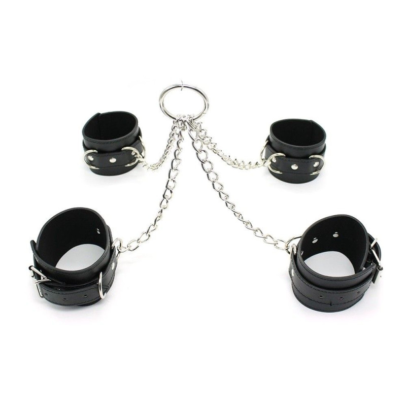 Обмежувачі DS Fetish Hogtie restraints with chain black Обмежувачі DS Fetish Hogtie restraints with chain black