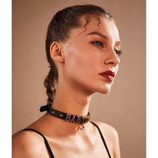 Чокер UPKO с надписью FUCK ME из итальянской кожи, черный с золотой фурнитурой