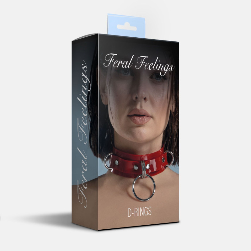 Ошейник для фиксации Feral Feelings - D-Rings Red Ошейник для фиксации Feral Feelings - D-Rings Red