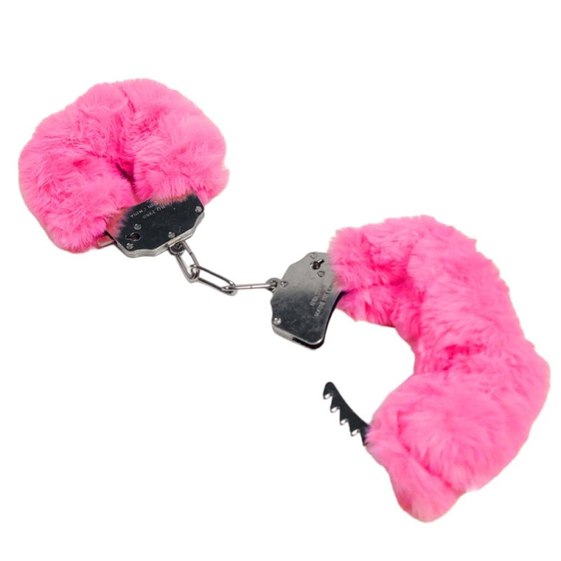 Наручники DS Fetish Plush handcuffs, металл с мехом, малиновые Наручники DS Fetish Plush handcuffs, металл с мехом, малиновые