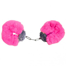 Наручники DS Fetish Plush handcuffs, металл с мехом, малиновые