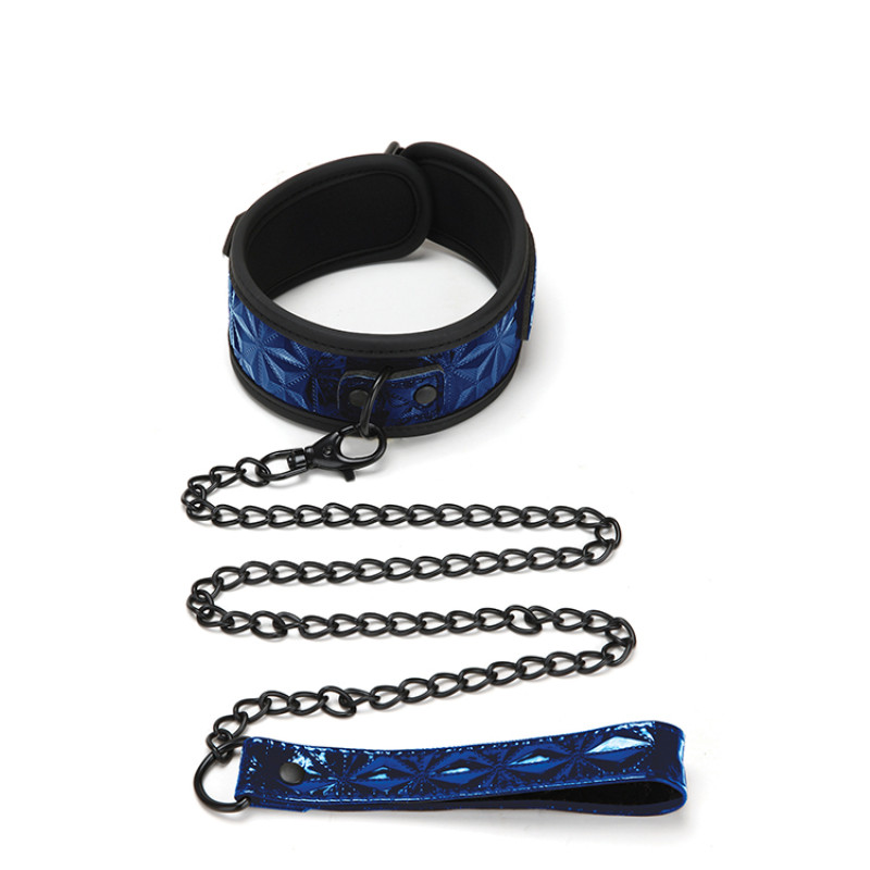 Набор ошейника и поводка синий Whipsmart DIAMOND COLLAR AND LEASH BLUE