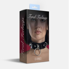 Ошейник для фиксации из натуральной кожи Feral Feelings - D-Rings Black