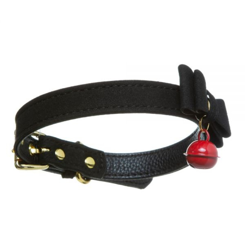 Нашийник замшевий Loveshop Bow and Bell чорний Нашийник замшевий Loveshop Bow and Bell чорний
