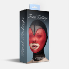 Маска сердце сетка с открытым ртом Feral Feelings - Hearts Mask Black/Red