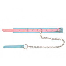 Ошейник с поводком DS Fetish, кожзам, голубая ручка