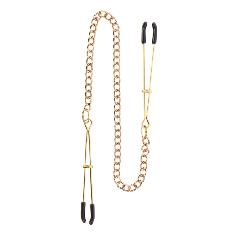 Зажимы на соски с цепочкой Taboom Tweezers With Chain, золотистые Зажимы на соски с цепочкой Taboom Tweezers With Chain, золотистые