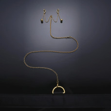 Распорка для рук и ног с зажимами для клитора и половых губ UPKO Черная