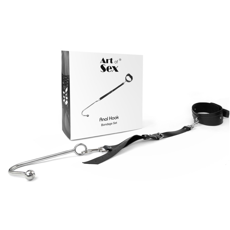 Анальний гак 1 із нашийником з натуральної шкіри Art of Sex - Anal hook, Чорний Анальний гак 1 із нашийником з натуральної шкіри Art of Sex - Anal hook, Чорний