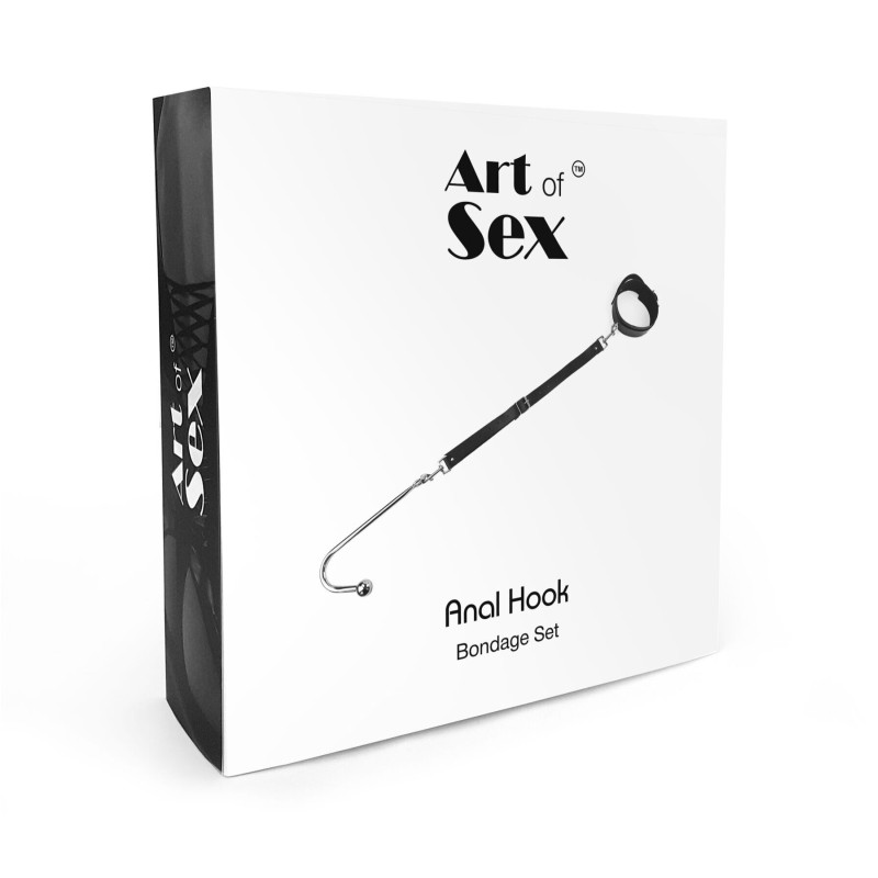 Анальний гак 3 із нашийником з натуральної шкіри Art of Sex - Anal hook, Чорний Анальний гак 3 із нашийником з натуральної шкіри Art of Sex - Anal hook, Чорний