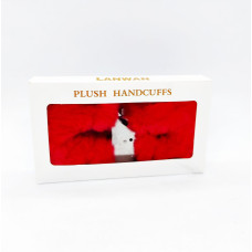 Наручники DS Fetish Plush handcuffs, металл с мехом, красные