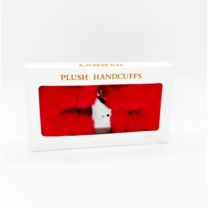 Наручники DS Fetish Plush handcuffs, метал з хутром, червоні Наручники DS Fetish Plush handcuffs, метал з хутром, червоні