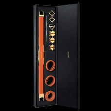 Розпірка для бондажу з поножами та нашийником Lockink, натуральна шкіра та метал, коричнева, 55-100