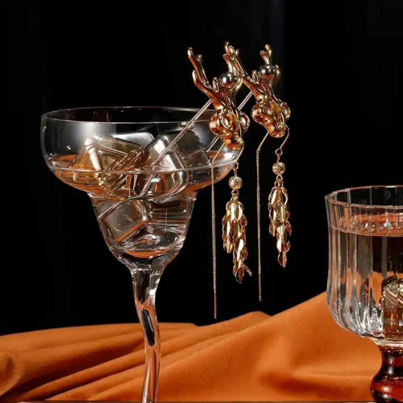 Затискачі для сосків у вигляді оленів Lockink Sevanda Stag Clamps, з підвісками, металеві, золоті Затискачі для сосків у вигляді оленів Lockink Sevanda Stag Clamps, з підвісками, металеві, золоті