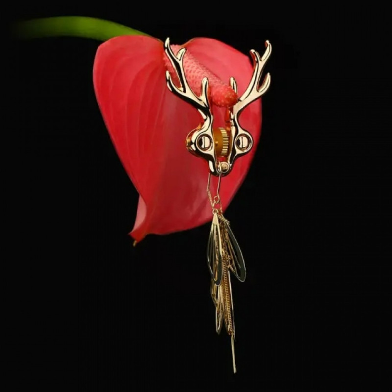 Затискачі для сосків у вигляді оленів Lockink Sevanda Stag Clamps, з підвісками, металеві, золоті Затискачі для сосків у вигляді оленів Lockink Sevanda Stag Clamps, з підвісками, металеві, золоті