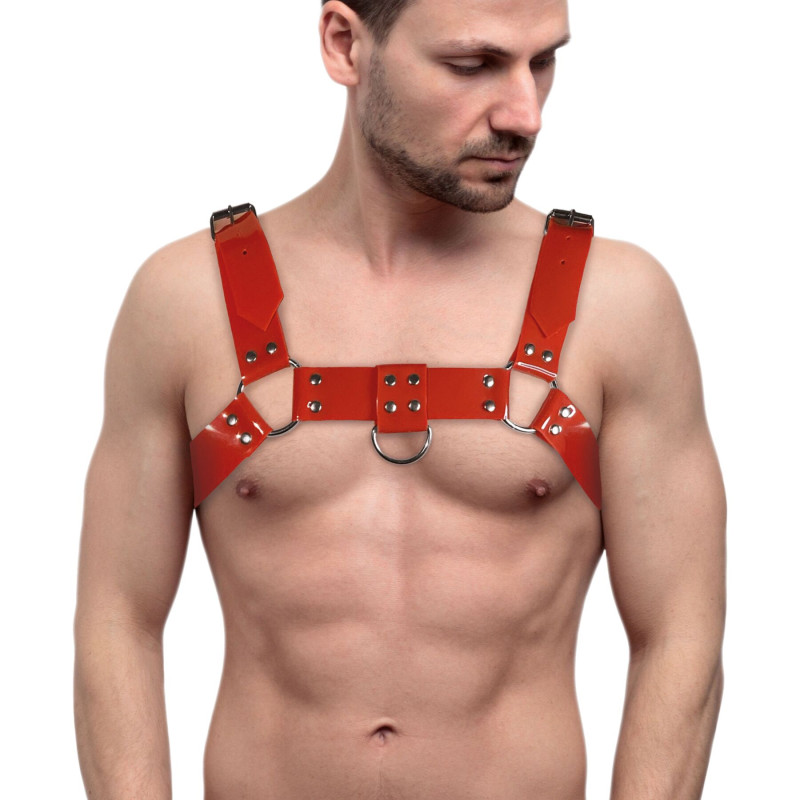 Мужская портупея на грудь Feral Feelings - Bulldog Harness Red Мужская портупея на грудь Feral Feelings - Bulldog Harness Red