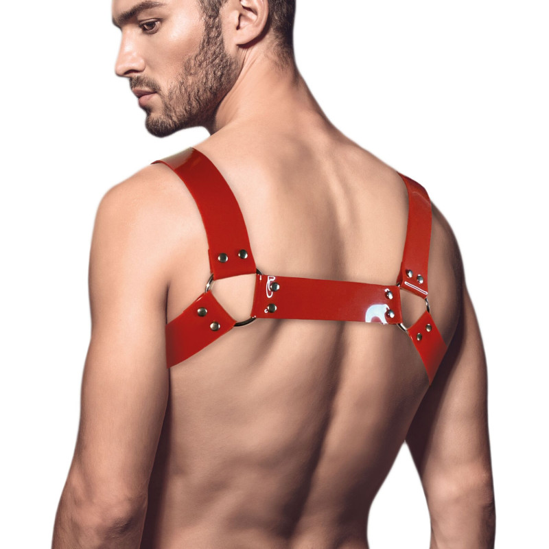 Мужская портупея на грудь Feral Feelings - Bulldog Harness Red Мужская портупея на грудь Feral Feelings - Bulldog Harness Red