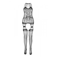 Бодістокінг з безліччю бретелей Passion BS095 One Size, white, імітація пояса та панчіх, з доступом