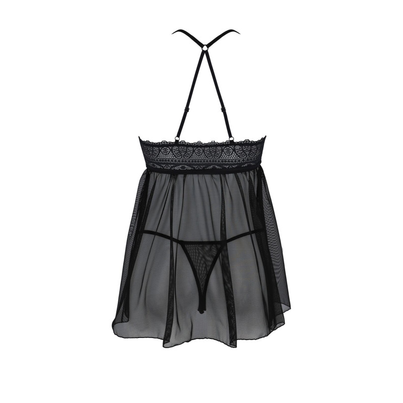 Пеньюар Passion KERRIA CHEMISE black, S/M, кружевной верх, трусики в комплекте Пеньюар Passion KERRIA CHEMISE black, S/M, кружевной верх, трусики в комплекте