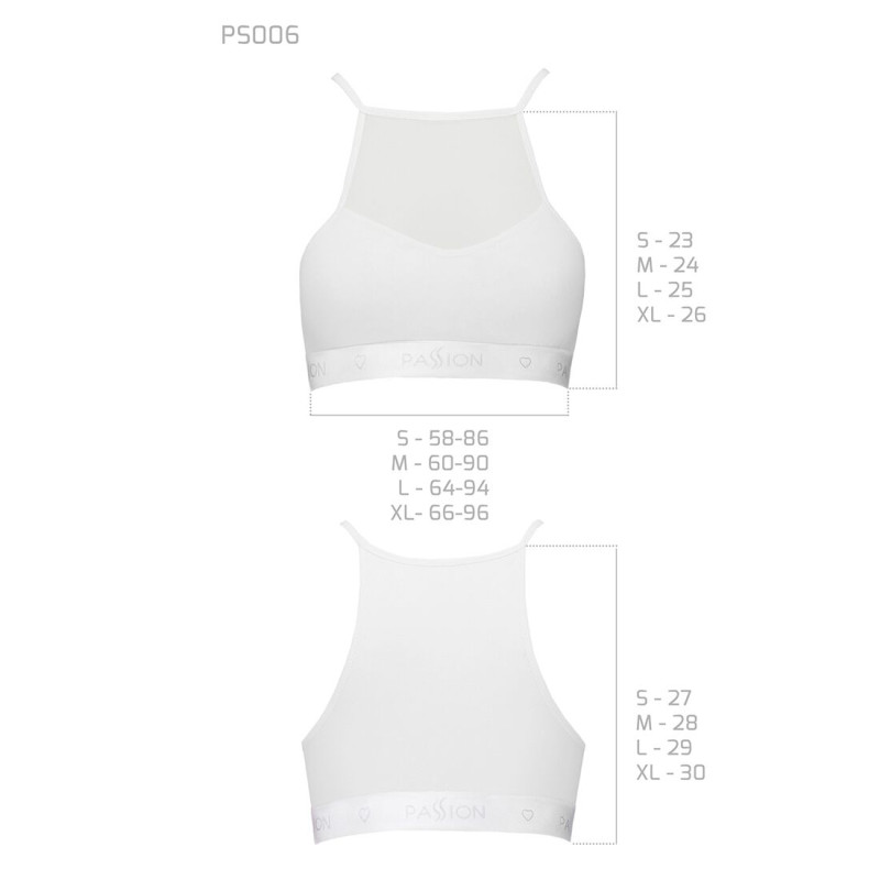 Спортивный топ с прозрачной вставкой Passion PS006 TOP M, white Спортивный топ с прозрачной вставкой Passion PS006 TOP M, white
