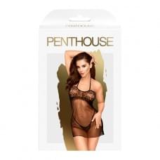 Приталенная сорочка-сетка со стрингами Penthouse All Yours Черная M/L