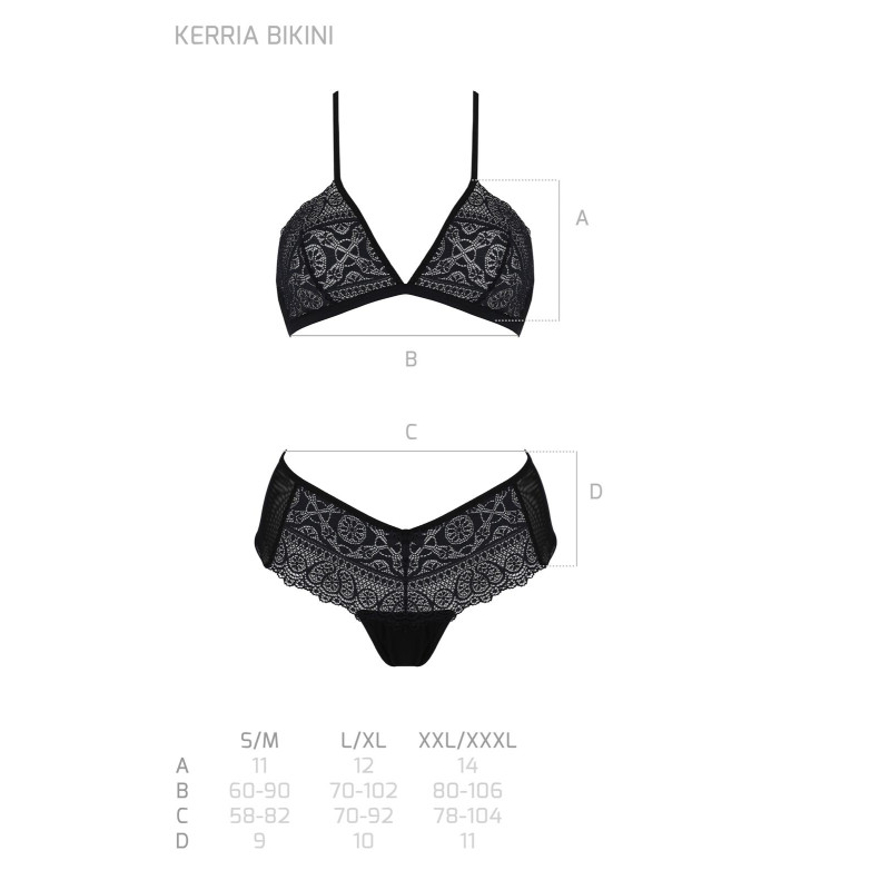 Комплект Passion KERRIA BIKINI black, XXL/XXXL, бралет і трусики-бікіні Комплект Passion KERRIA BIKINI black, XXL/XXXL, бралет і трусики-бікіні